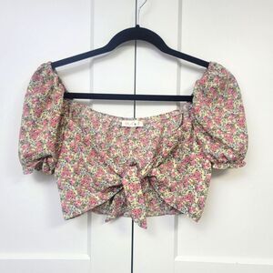 Blush J Floral Puff Sleeve Crop Top